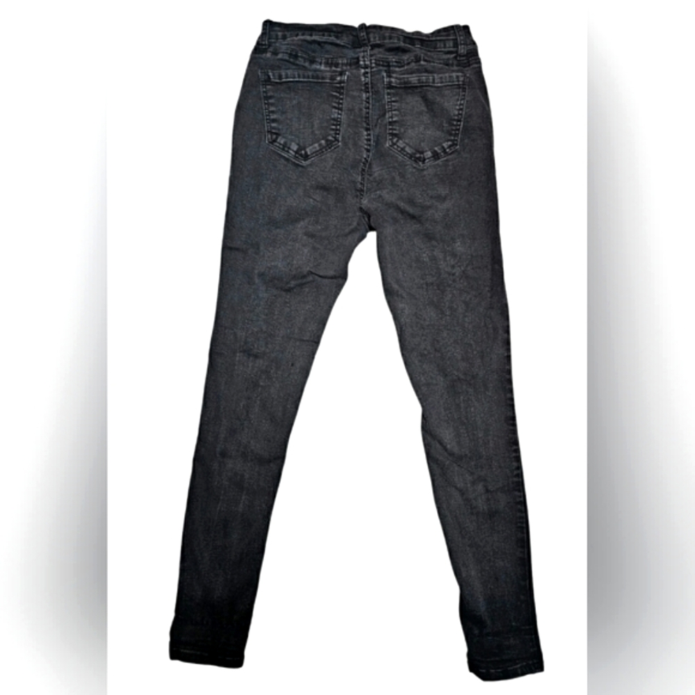 Wax Denim Black Gray Western Grunge Distressed Skinny Jeans Size 11 - Picture 2 of 10